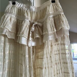 Elegant Cream pants with lace and ivory